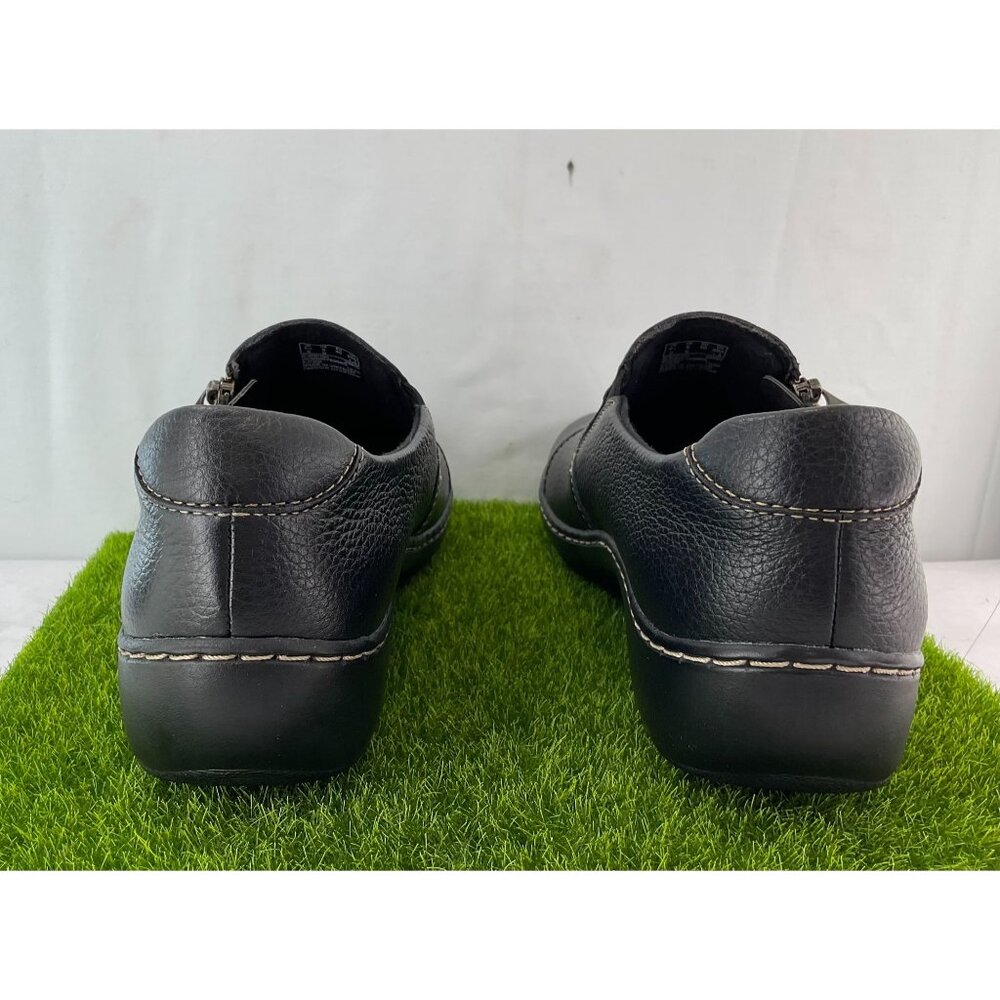 New Clarks Womens Leather Slip-On Comfort Shoes Size 9 Black - Picture 2 of 8